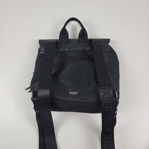 Botkier Travel Adjustable Black Nylon Leather Backpack Bag Carry-On